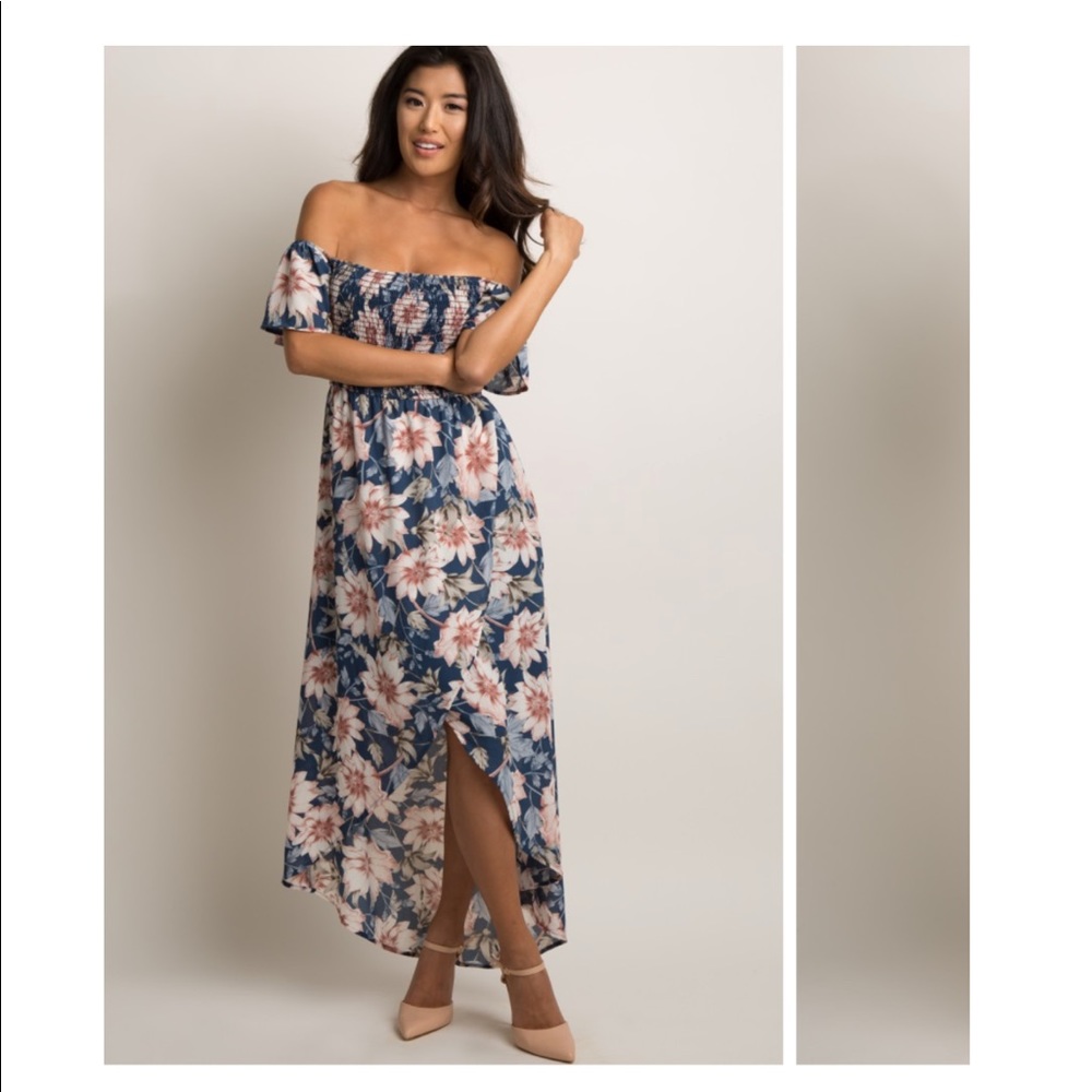 Pinkblush blue floral high-low dress